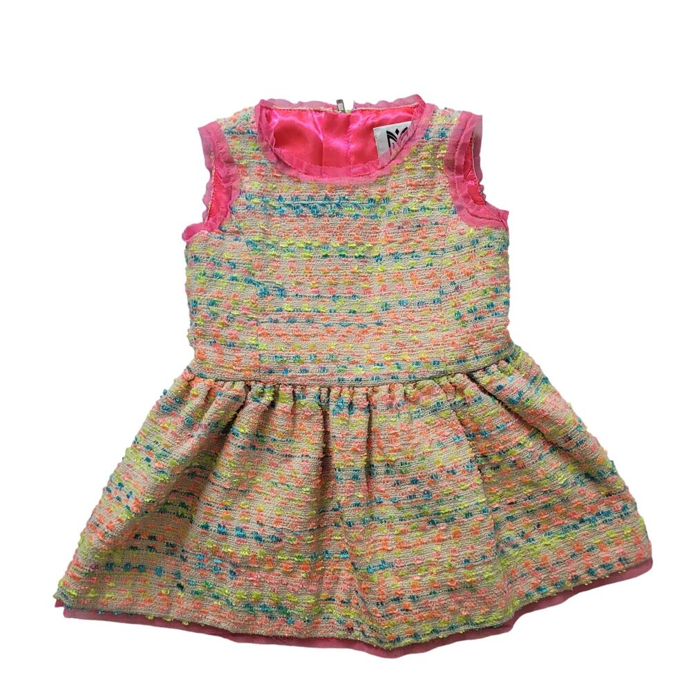 Milly Minis Size 2 Neon Confetti Knit Dress Kids Party Bright Colorful